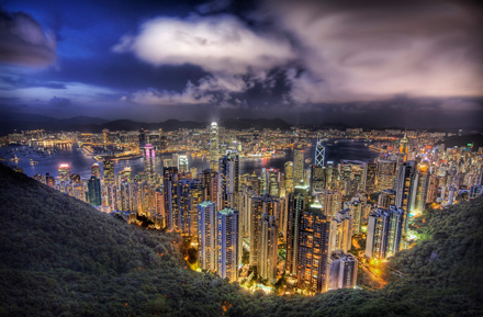 Hong Kong from the peak on a summer's night