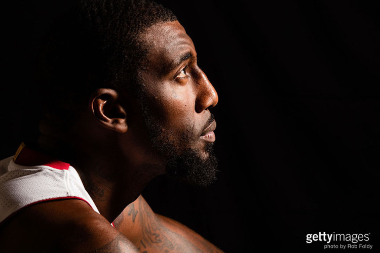 MIAMI, FL - SEPTEMBER 28: Amar'e Stoudemire #5 of the Miami Heat poses for a portrait during media day at AmericanAirlines Arena on September 28, 2015 in Miami, Florida. (Photo by Rob Foldy/Getty Images)