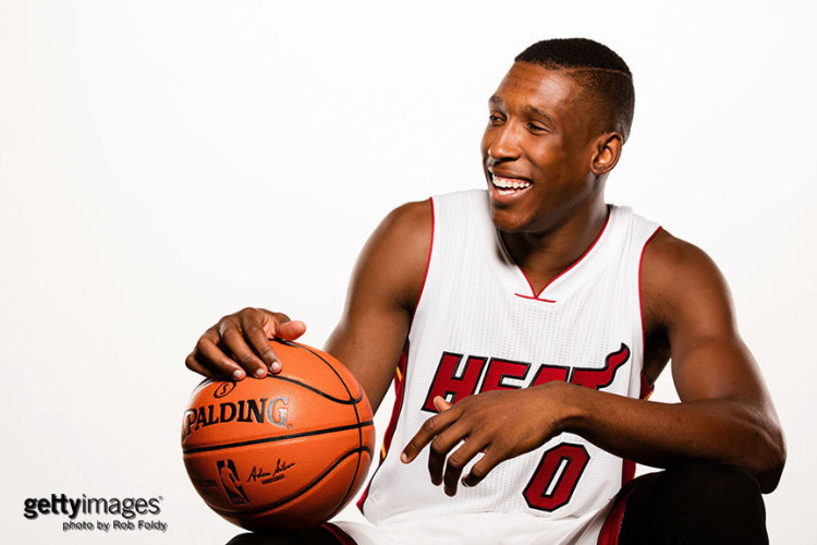 MIAMI, FL - SEPTEMBER 28: Josh Richardson #0 of the Miami Heat poses for a portrait during media day at AmericanAirlines Arena on September 28, 2015 in Miami, Florida. (Photo by Rob Foldy/Getty Images)
