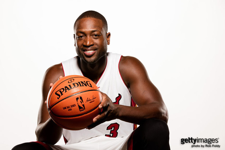 MIAMI, FL - SEPTEMBER 28: Dwyane Wade #3 of the Miami Heat poses for a portrait during media day at AmericanAirlines Arena on September 28, 2015 in Miami, Florida. (Photo by Rob Foldy/Getty Images) *** Local Caption *** Dwyane Wade