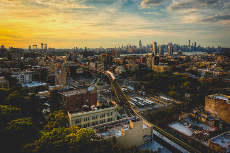 Sunset in Brooklyn, New York overlooking Manhattan (Photo by Jeff Lombardo)
