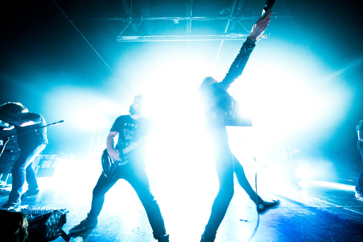 Tim McTague and Spencer Chamberlain of Underoath perform on April 11, 2016 at Rocketown in Nashville, Tennessee