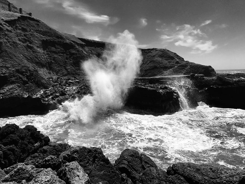 Wave Crashing into Spouting Horn, near Thor’s Well in Yachats