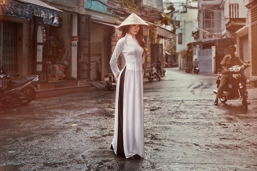 Female model, Yen, posing in Ho Chi Minh City, Vietnam. Photo by Roberto Valenzuela.